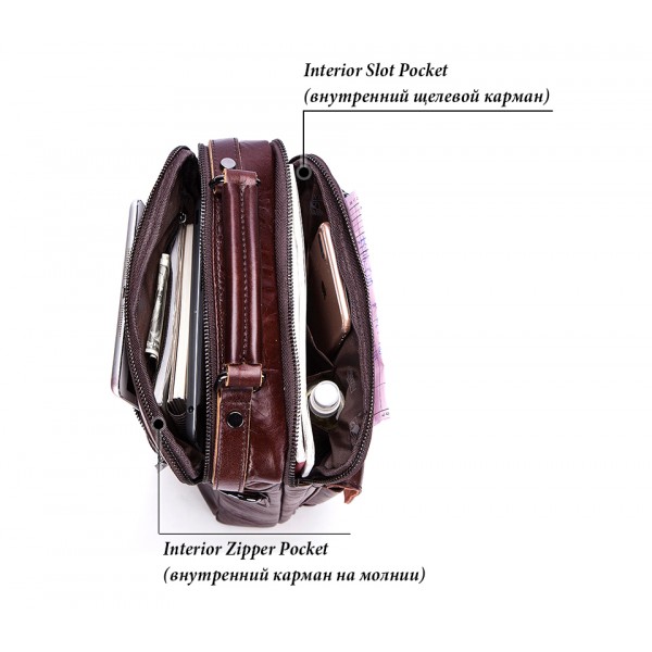 FUZHINIAO Bag Bags High Quality Famous Brand Men Casual Tote Genuine Cow Leather Handbags Crossbody Bag Vintage Zipper Design