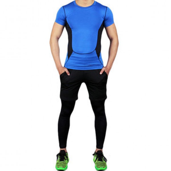 Men Fitness Three-piece Gym Sportswear Casual Quick-drying Tights Running Sports Suit