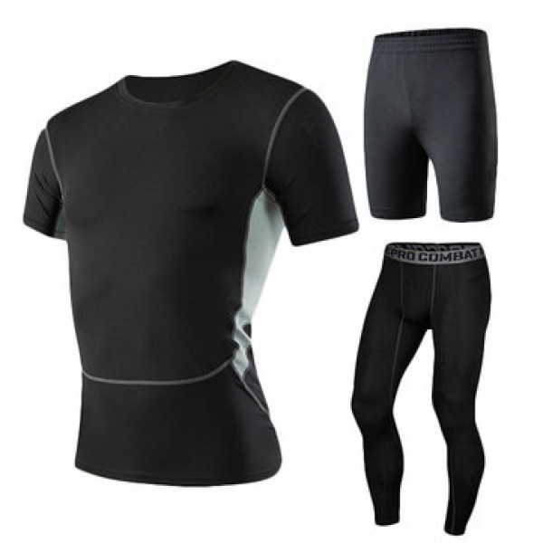 Men Fitness Three-piece Gym Sportswear Casual Quic...
