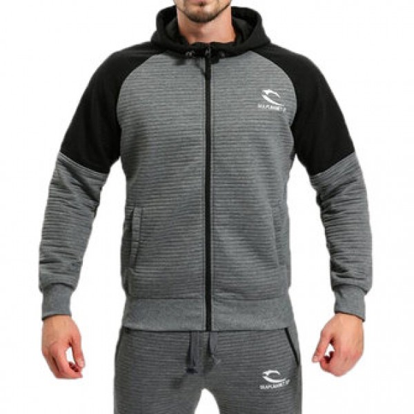 Men Leisure Sports Hooded Sweater Spring Autumn Fitness Jogging Running Zip Up Hoodies
