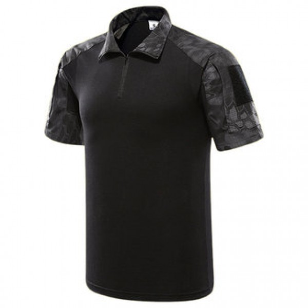 Outdoor Bionic Multicolor Camouflage Tactics T-shirts Men Quick Drying Lapel  Casual Sports Tops