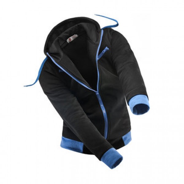 Men Casual Warm Fleece Sportswears Contrast Color Zipper Stand Collar Hoodies Sweatshirts