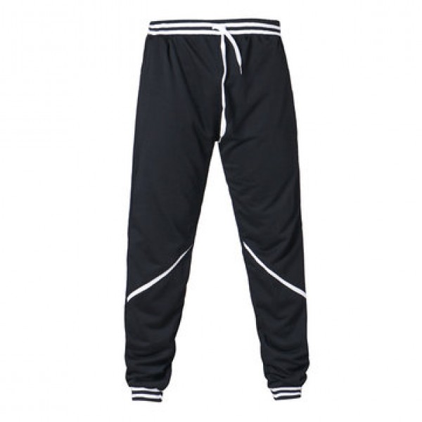 Men Elastic Waist Drawstring Loose Casual Pants Comfort Stripe Waistline Sports Trousers