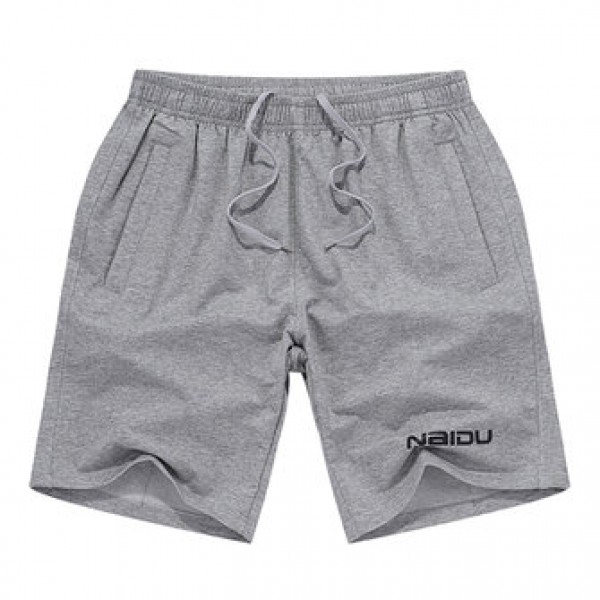 Summer Mens Casual Sports Shorts Loose Knee Length Solid Color Cotton Shorts