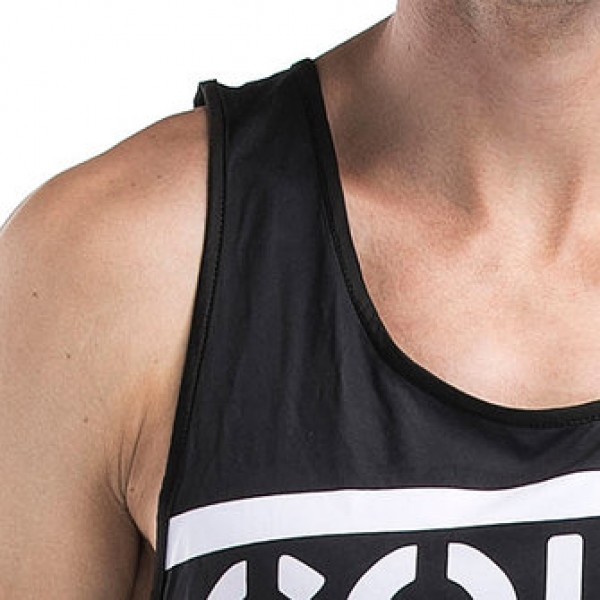 Men Leisure Printed Breathable Vest Round Neck Quick Drying Fitness Traning Sport Tops