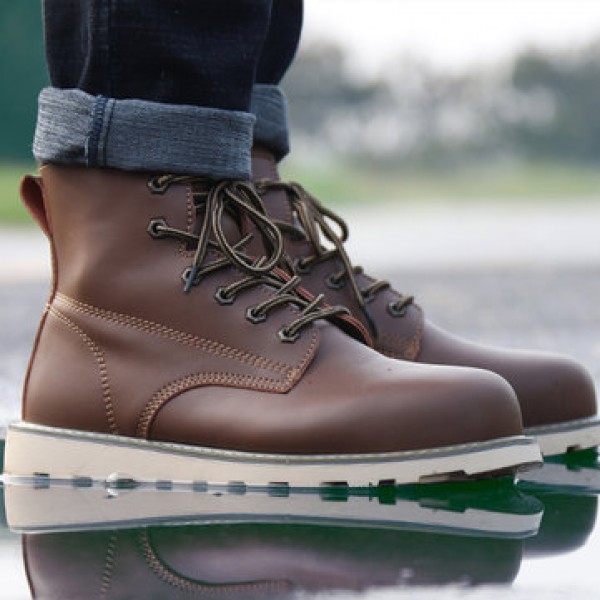 TENGOO Men Work Safety Shoes Hiking Camping Outdoor Travel Waterproof Non-Slip Breathable Anti-Smashing Shoes