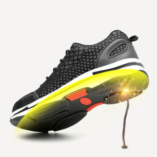 TENGOO 703 Men Ultralight Safety Shoes Work Shoes Fluorescent Anti-slip Anti-Collision Steel Toe Running Shoes
