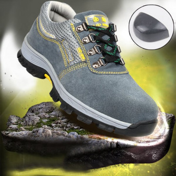 TENGOO Outdoor Mens Safety Shoes Summer Breathable Steel Toe Work Boots Hiking Climbing Working Shoes