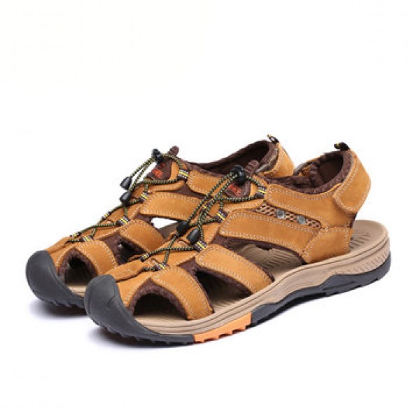 Men Travel Genuine Leather Cowhide Male Summer Bea...