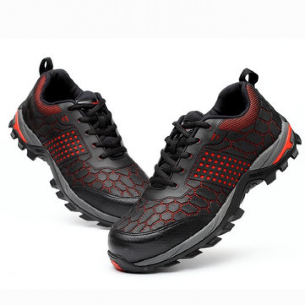 TENGOO Men Safety Shoes Waterproof Breathable Cushioning Steel Toe Work Shoes Running Shoes