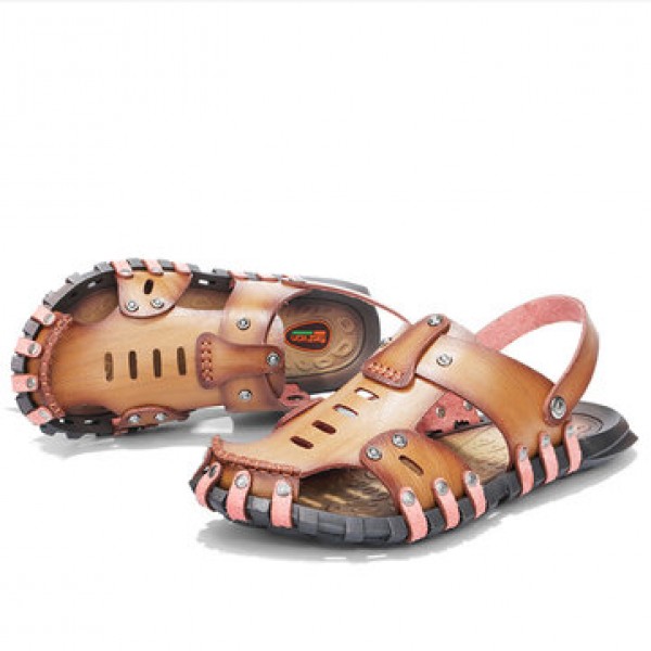 Men Beach Sandals Summer Slippers Soft Flat-bottom...