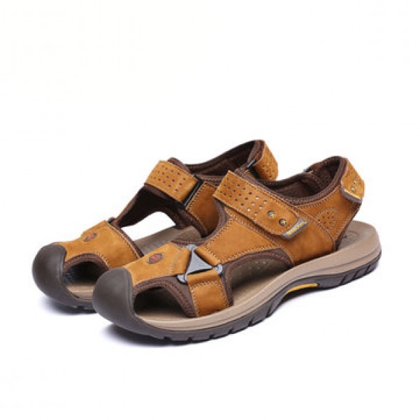 TK-50 Summer Men Genuine Leather Cowhide Beach Sho...