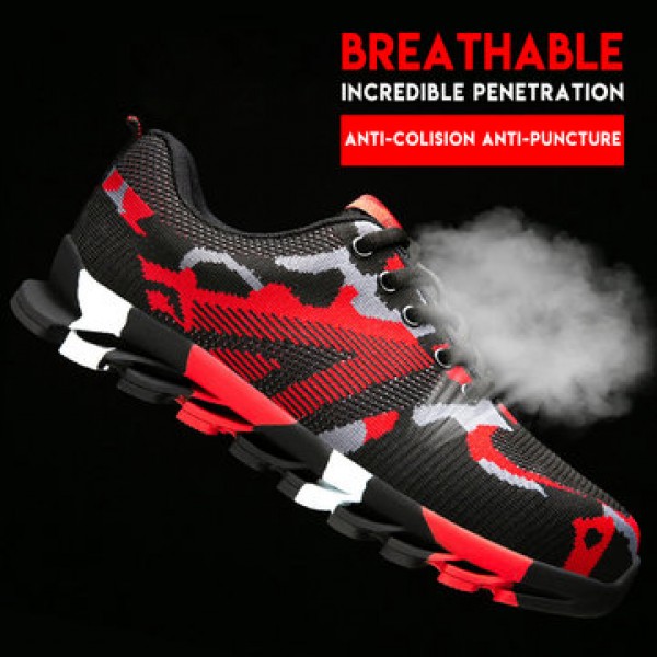 TENGOO Men Safety Shoes Steel Toe Work Shoes Breathable Non-Slip Anti-smashing Running Hiking Shoes
