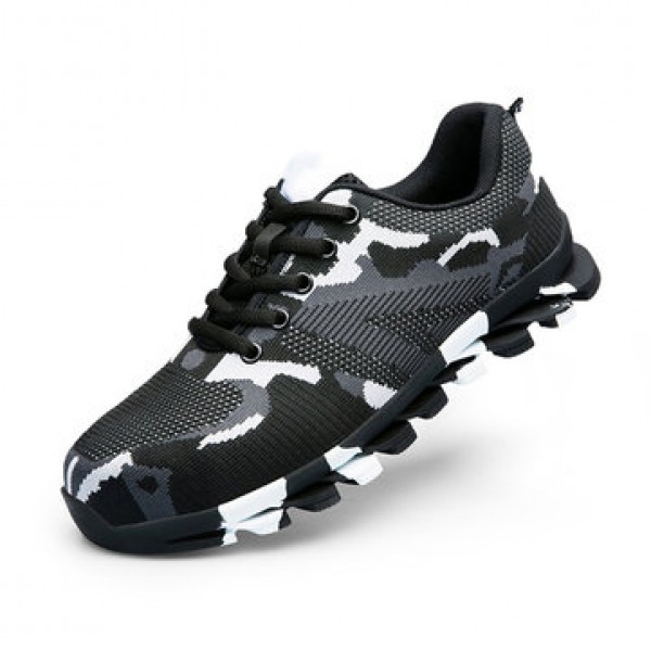 TENGOO Men Safety Shoes Steel Toe Work Shoes Breat...