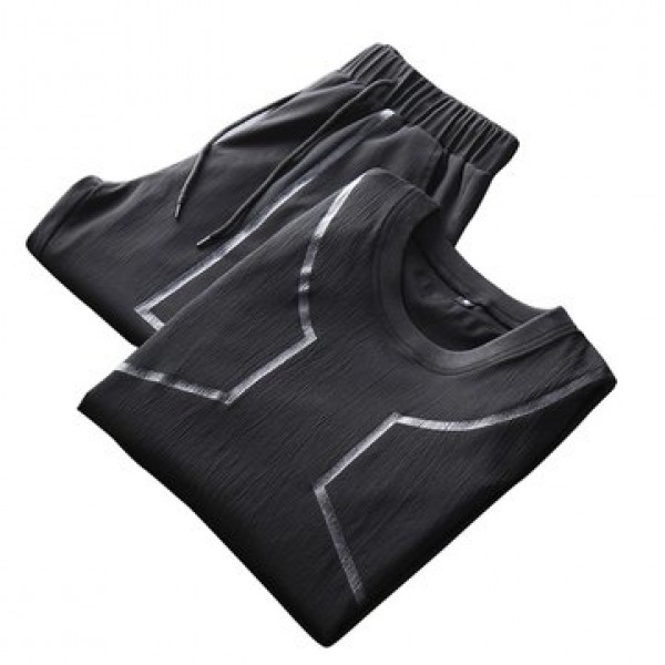 Men Sports Two Pieces Fitness Leisure Soft Slim Fi...