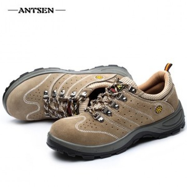 ANTSEN Men Steel Toe Sneakers Safety Shoes Work Shoes Hiking Camping Anti-Smashing Durable Shoes