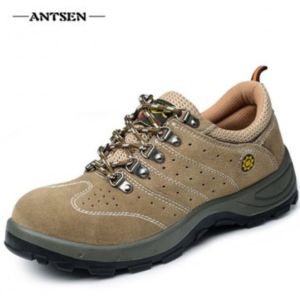 ANTSEN Men Steel Toe Sneakers Safety Shoes Work Shoes Hiking Camping Anti-Smashing Durable Shoes