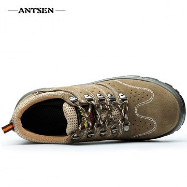 ANTSEN Men Steel Toe Sneakers Safety Shoes Work Shoes Hiking Camping Anti-Smashing Durable Shoes