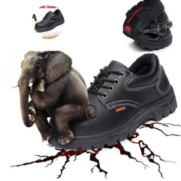 TENGOO Men Leather Hiking Steel Toe Work Safety Me...
