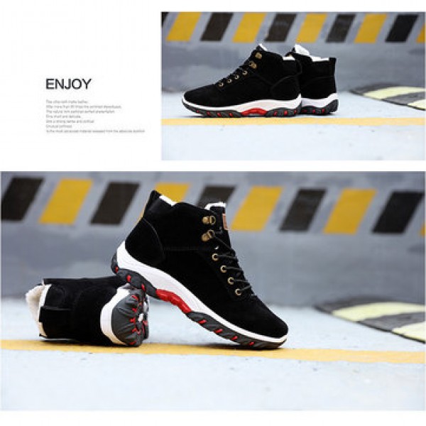 Men Winter Fur Warm Outdoor Non-slip Sneakers Suede High Top Snow Ankle Boots