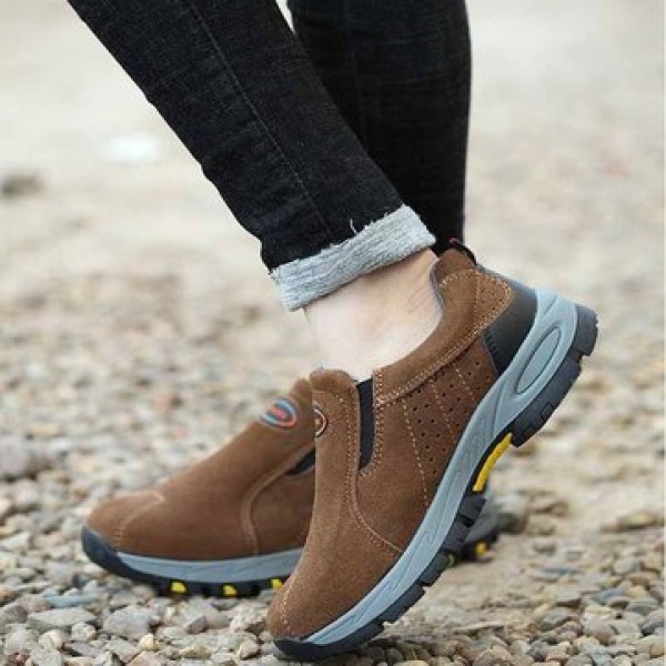 TENGOO Men Casual Safety Shoes Steel Toe Breathable Work Boots Hiking Climbing Shoes