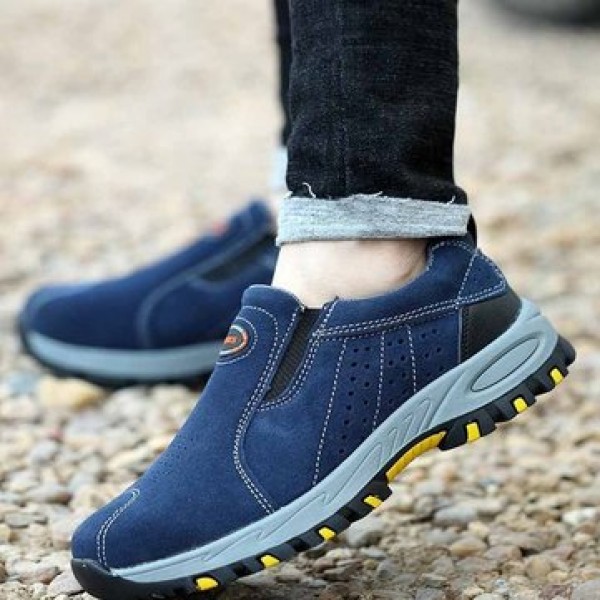 TENGOO Men Casual Safety Shoes Steel Toe Breathable Work Boots Hiking Climbing Shoes