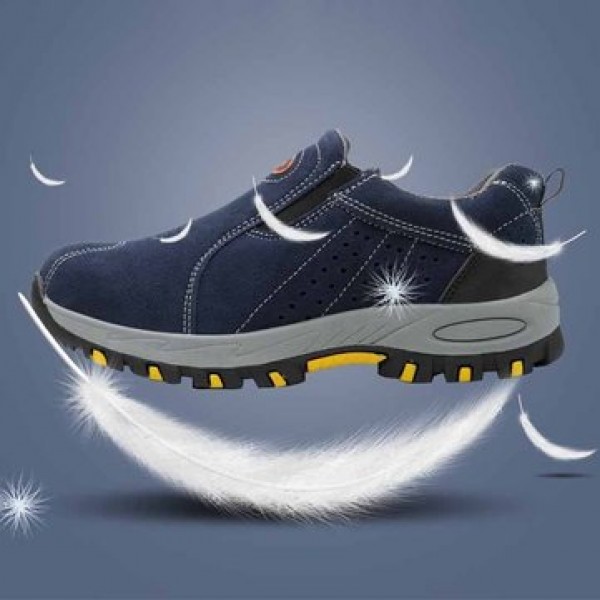 TENGOO Men Casual Safety Shoes Steel Toe Breathable Work Boots Hiking Climbing Shoes