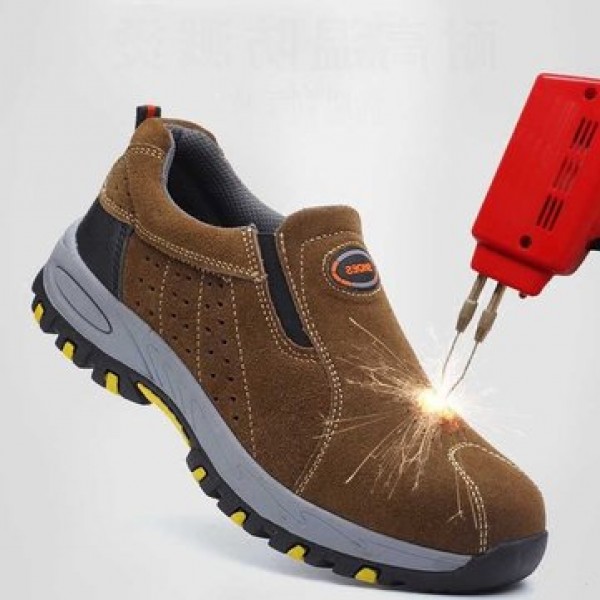 TENGOO Men Casual Safety Shoes Steel Toe Breathable Work Boots Hiking Climbing Shoes