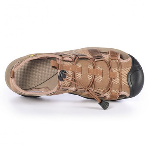 Gracosy Men Sandals Leather Breathable Non-Slip Quick Drying Fish Sandals Clip Toe Sandals