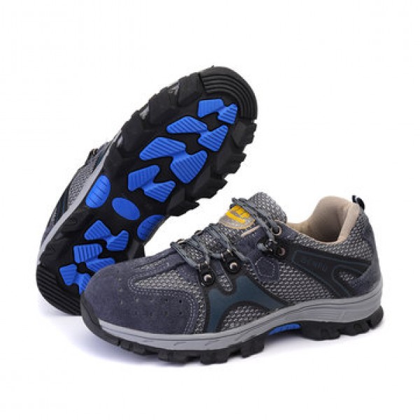 TENGOO Men Safety Shoes Steel Toe Work Sneakers Slip Resistant Breathable Hiking Climbing Running Shoes