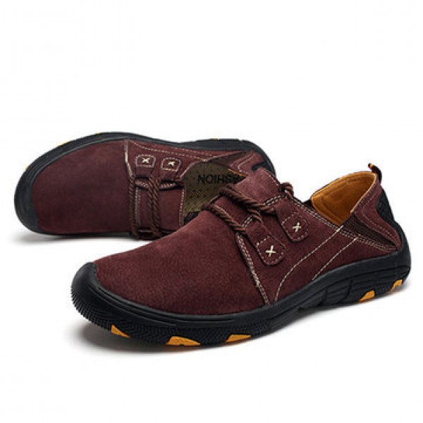 Leather Men Soft Sneakers Waterproof Casual Work W...