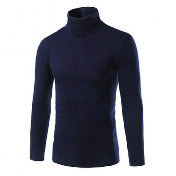 Men Fall Winter Brief Style Solid Color Stand Collar Slim Fit Casual Knitted Sweater Cycling Sports Shirts