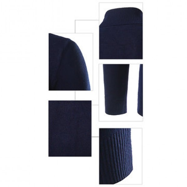 Men Fall Winter Brief Style Solid Color Stand Collar Slim Fit Casual Knitted Sweater Cycling Sports Shirts