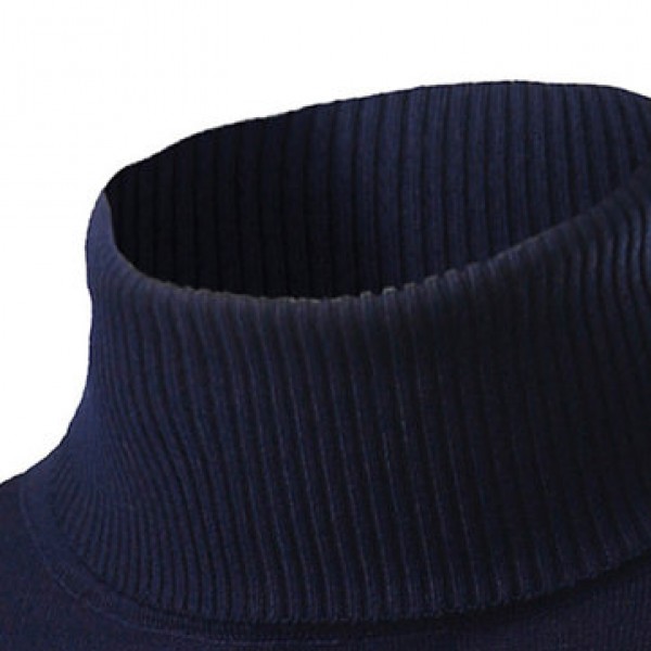 Men Fall Winter Brief Style Solid Color Stand Collar Slim Fit Casual Knitted Sweater Cycling Sports Shirts