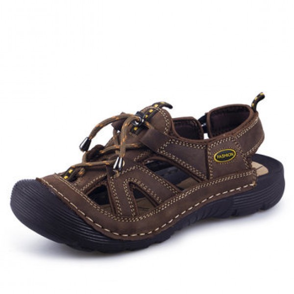 Men Rubber Leather Soft Breathable Sandals Slippers Beach Running Sports Slippers