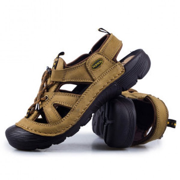 Men Rubber Leather Soft Breathable Sandals Slippers Beach Running Sports Slippers