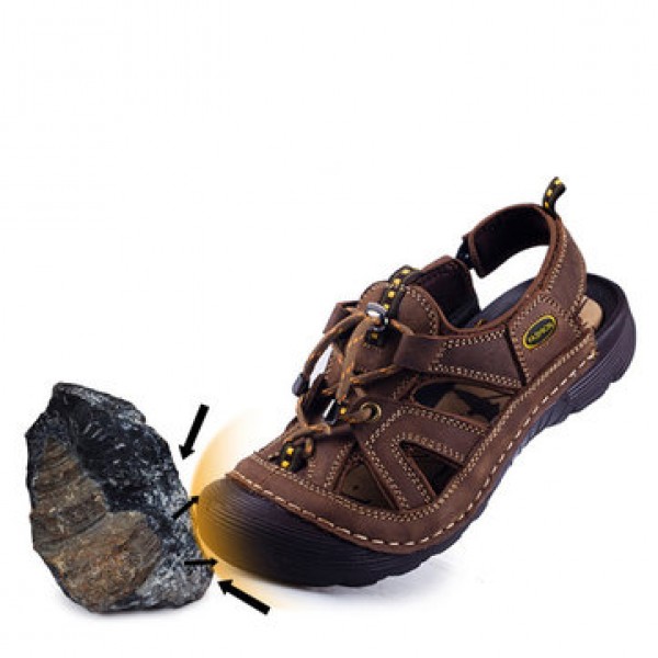 Men Rubber Leather Soft Breathable Sandals Slippers Beach Running Sports Slippers