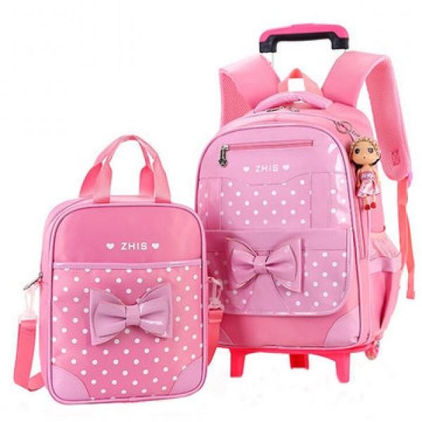 25L 2Pcs Children Trolley Backpack Shoulder Bag Camping Trolley Case With Wheels