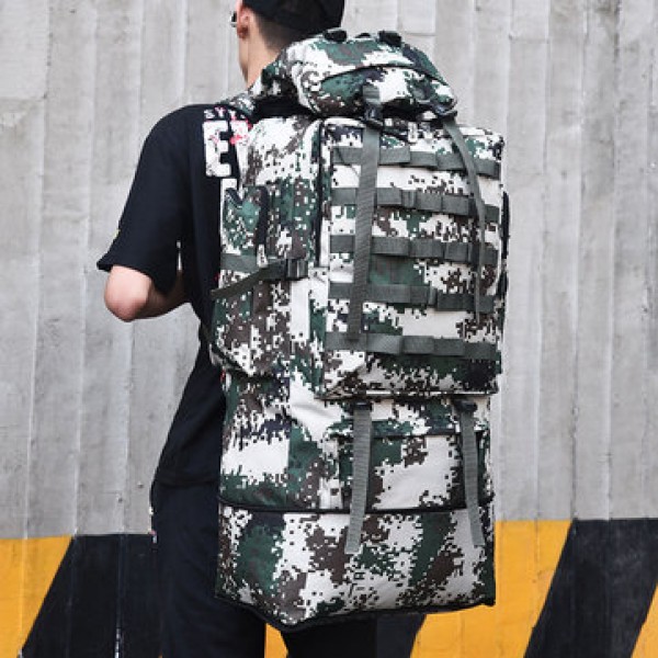 100L Oxford Waterproof Backpack Mountaineering Bag Camouflage Outdoor Travel Bag