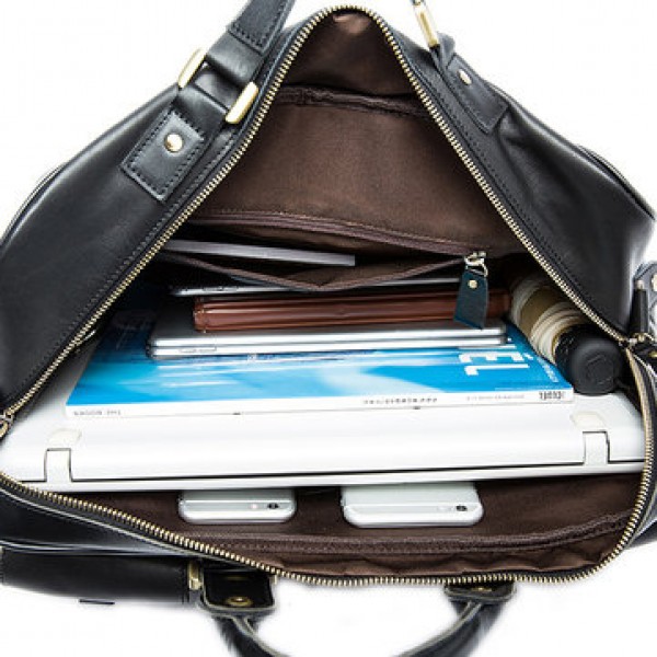 Men Multifunction Business Bag Genuine Leather Large Capacity Handbag Travel Bag