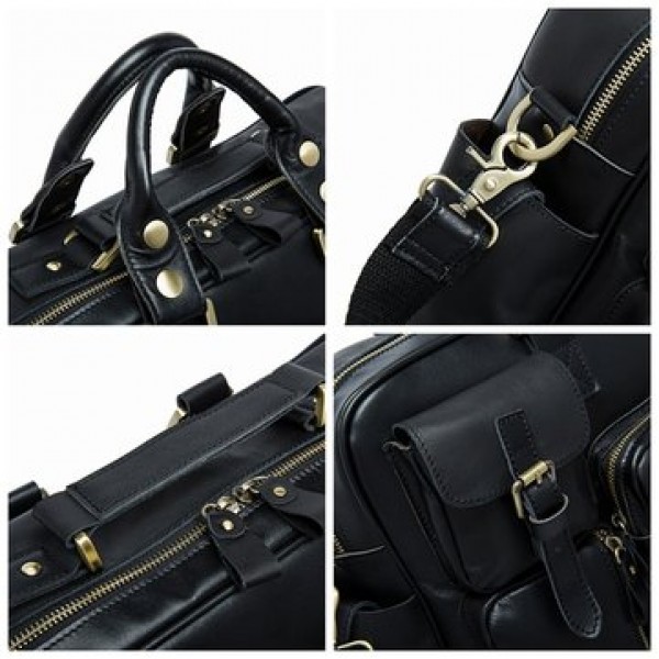Men Multifunction Business Bag Genuine Leather Large Capacity Handbag Travel Bag