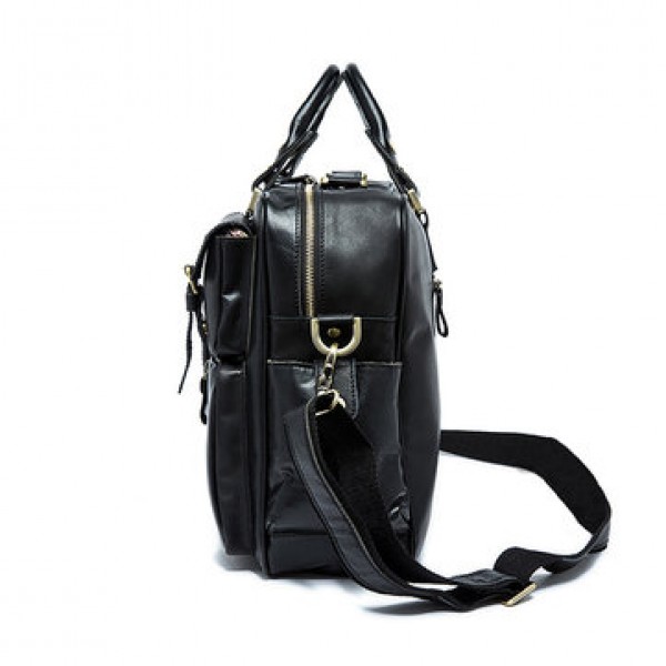 Men Multifunction Business Bag Genuine Leather Large Capacity Handbag Travel Bag