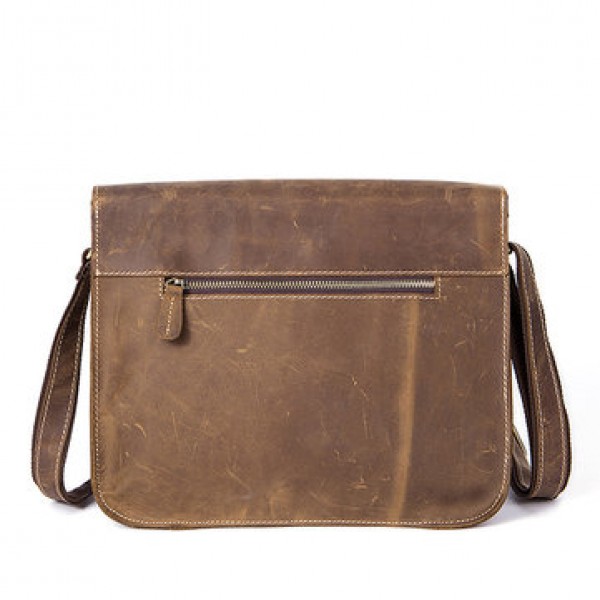 Ekphero Men Genuine Leather Multifunctional Minimalist Retro Shoulder Crossbody Bag