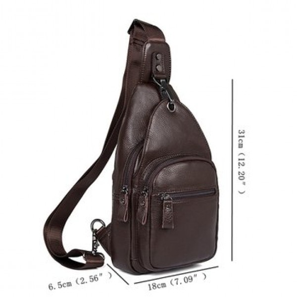 Large Capacity Genuine Leather Crossbody Bag Casual Chest Bag For Men