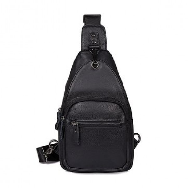 Large Capacity Genuine Leather Crossbody Bag Casual Chest Bag For Men