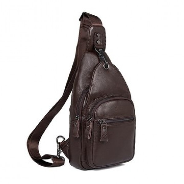 Large Capacity Genuine Leather Crossbody Bag Casual Chest Bag For Men
