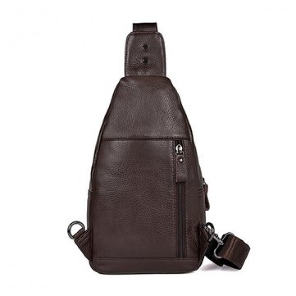Large Capacity Genuine Leather Crossbody Bag Casual Chest Bag For Men