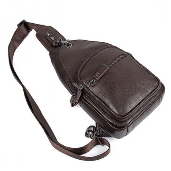 Large Capacity Genuine Leather Crossbody Bag Casual Chest Bag For Men