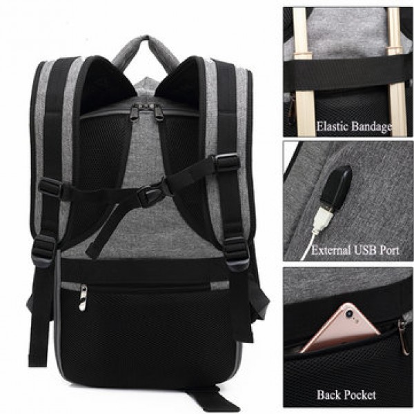Men Fashion Anti Theft Backpack Casual Waterproof Travel Bag Laptop Bag Mochila with USB Port