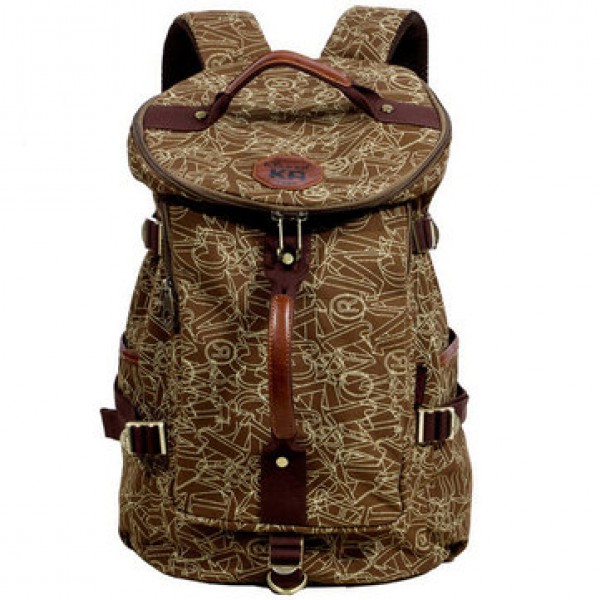 KAUKKO Vintage Canvas Messenger Rucksack Outdoor Hiking Camping Backpacks